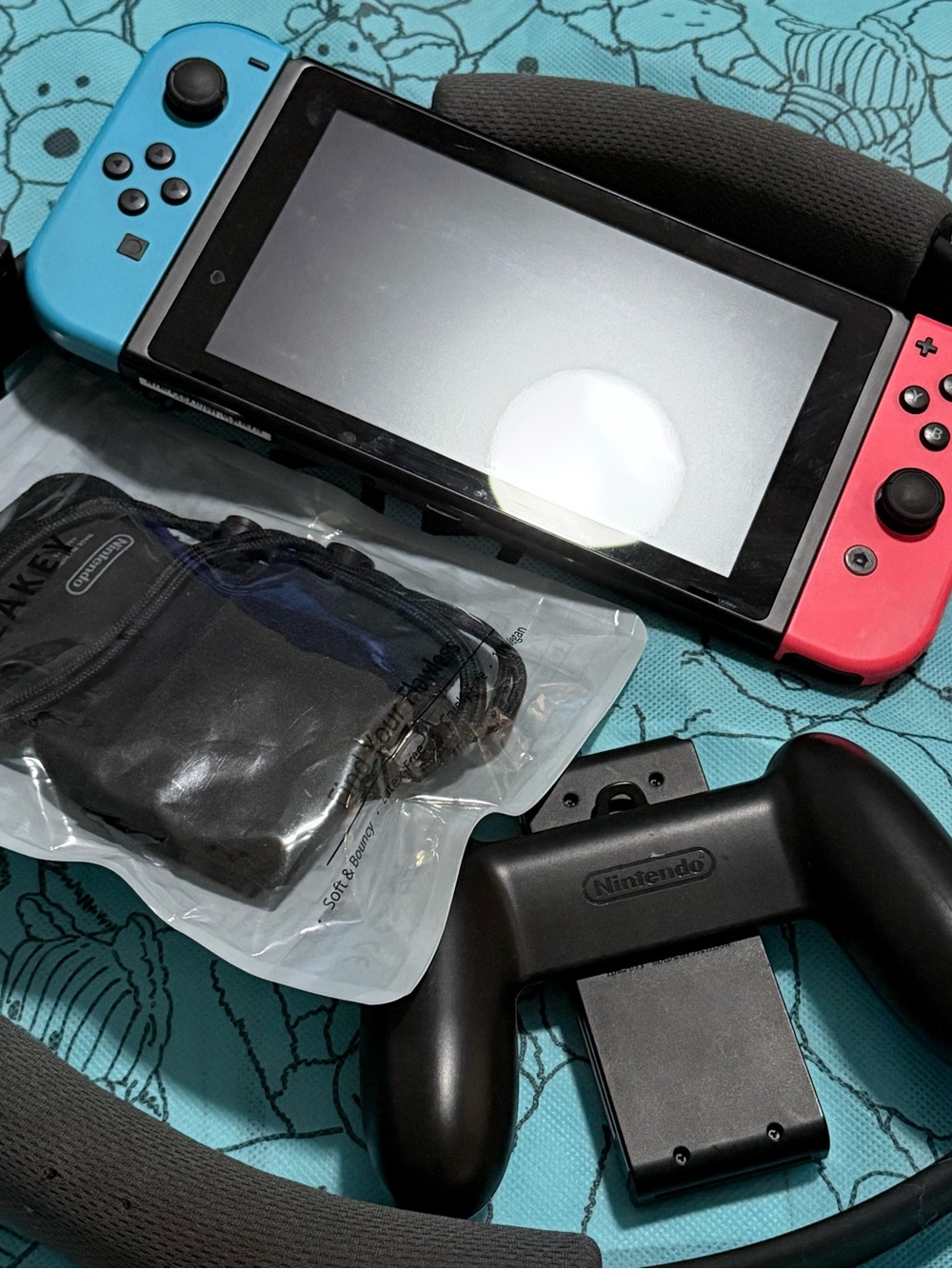 Nintendo Switch Console with Neon Blue & Neon Red Joy-Con | Zelda Game Card